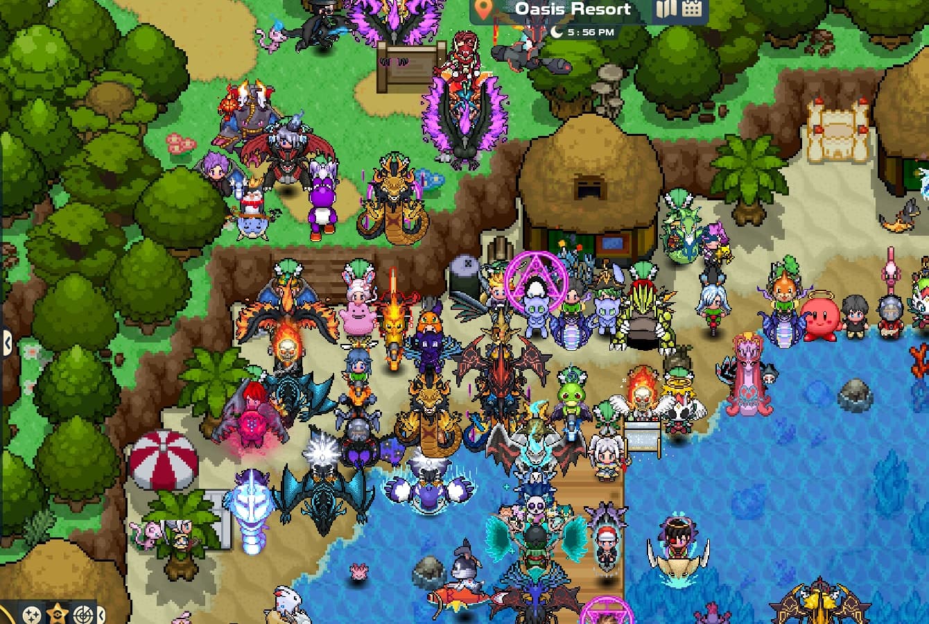 PBO trainers and Pokémon gathering at Oasis Resort